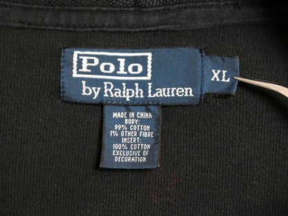 00s ポロ ラルフローレン フルジップ 鹿の子 フード パーカー メンズ XL / オールド スウェット トレーナー ワンポイント 大きいサイズ 黒