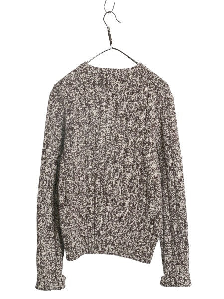 00s ポロ ラルフローレン コットン ニット セーター レディース M オールド 長袖ニット ヘビーウェイト リブ編み クルーネック 杢 ブラウン