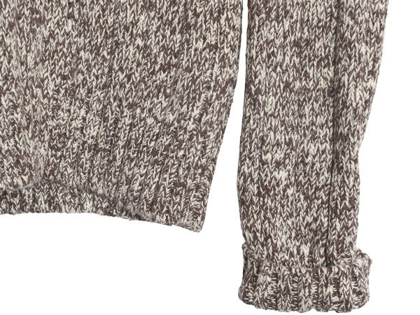 00s ポロ ラルフローレン コットン ニット セーター レディース M オールド 長袖ニット ヘビーウェイト リブ編み クルーネック 杢 ブラウン