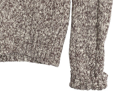 00s ポロ ラルフローレン コットン ニット セーター レディース M オールド 長袖ニット ヘビーウェイト リブ編み クルーネック 杢 ブラウン