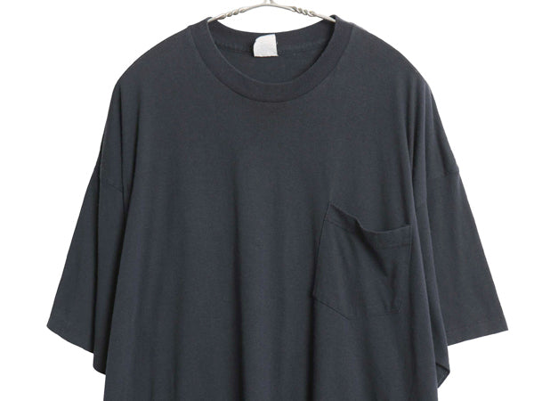 80s USA製 ポケット付き 無地 半袖 Tシャツ メンズ XXXL / ヴィンテージ ポケT ブランク ソリッド トップス カットソー 大きいサイズ 黒