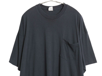 80s USA製 ポケット付き 無地 半袖 Tシャツ メンズ XXXL / ヴィンテージ ポケT ブランク ソリッド トップス カットソー 大きいサイズ 黒