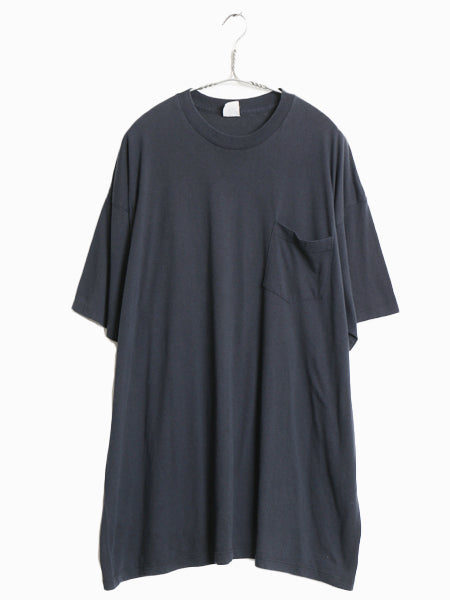 80s USA製 ポケット付き 無地 半袖 Tシャツ メンズ XXXL / ヴィンテージ ポケT ブランク ソリッド トップス カットソー 大きいサイズ 黒
