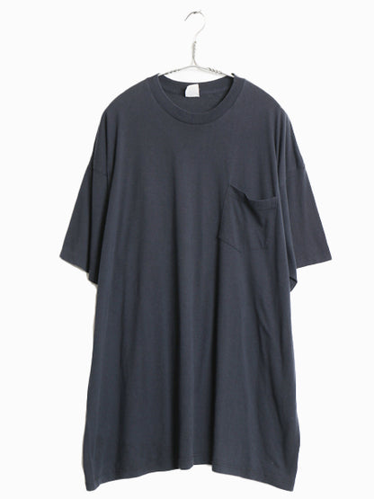 80s USA製 ポケット付き 無地 半袖 Tシャツ メンズ XXXL / ヴィンテージ ポケT ブランク ソリッド トップス カットソー 大きいサイズ 黒