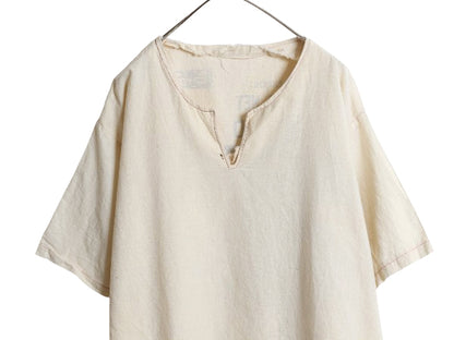 70s 80s ハンドメイド ★ フラワーサック プルオーバー シャツ メンズ XL 程/ ヴィンテージ Tシャツ コットン スキッパー Vネック 企業物