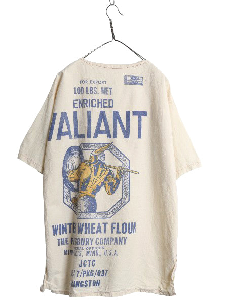 70s 80s ハンドメイド ★ フラワーサック プルオーバー シャツ メンズ XL 程/ ヴィンテージ Tシャツ コットン スキッパー Vネック 企業物