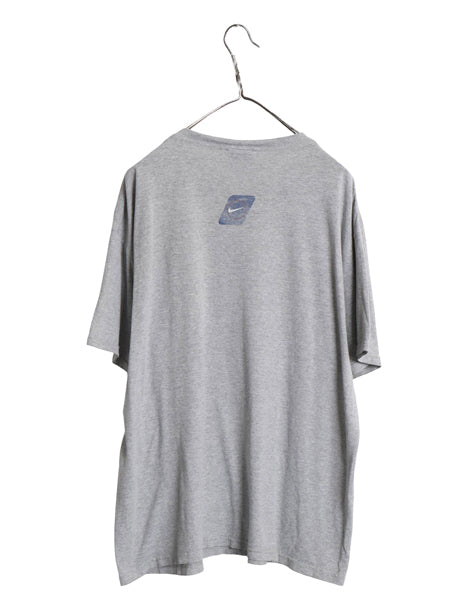 90s USA製 ナイキ 両面 プリント 半袖 Tシャツ メンズ L 古着 オールド 当時物 スウッシュ グラフィック カットソー バックプリント グレー