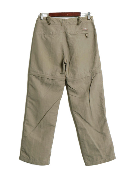 US企画 ノースフェイス 3WAY ナイロン カーゴ コンバーチブル パンツ 6 レディース S 程 ショートパンツ ロングパンツ クロップド カーキ
