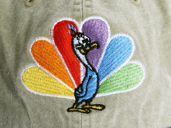 デッドストック 90s  ADAMS 企業 パロディ キャラクター 刺繍 ベースボールキャップ フリーサイズ 帽子 コットン ウォッシュ加工 ツートン