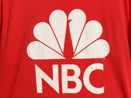 70s 80s USA製 企業 NBC ロゴ イラスト プリント Tシャツ メンズ レディース 小さめ M ヴィンテージ グラフィック シングルステッチ 当時物