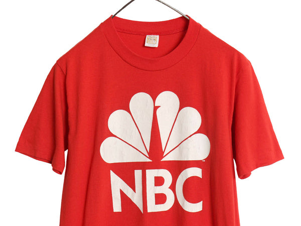 70s 80s USA製 企業 NBC ロゴ イラスト プリント Tシャツ メンズ レディース 小さめ M ヴィンテージ グラフィック シングルステッチ 当時物