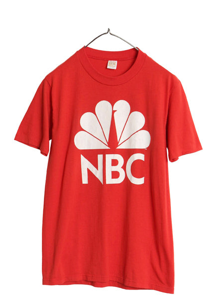 70s 80s USA製 企業 NBC ロゴ イラスト プリント Tシャツ メンズ レディース 小さめ M ヴィンテージ グラフィック シングルステッチ 当時物