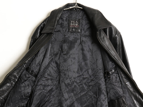 00s JOS.A.BANK 本革 レザー スイングトップ ジャケット メンズ L / オールド 革ジャン オールレザー シングル ライダース ジャンパー 黒
