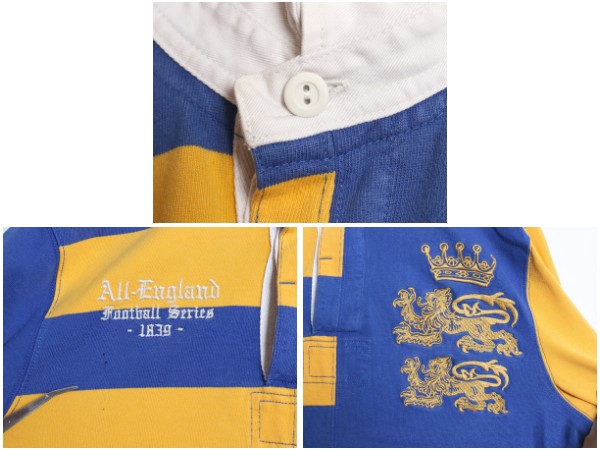 ラグビー ラルフローレン 長袖 ラガーシャツ メンズ M / 古着 ポロ 長袖シャツ クレイジー パターン ボーダー ポロシャツ ヘビーウェイト 