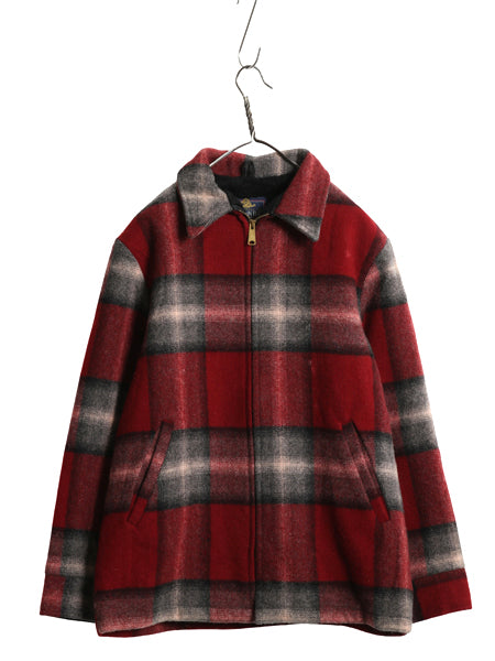 80s USA製 ウールリッチ チェック ウール ジャケット メンズ M / ヴィンテージ 裏 ボア パイル フリース フルジップ ブルゾン メイシーズ