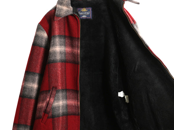 80s USA製 ウールリッチ チェック ウール ジャケット メンズ M / ヴィンテージ 裏 ボア パイル フリース フルジップ ブルゾン メイシーズ