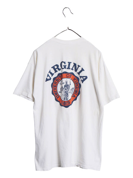 70s 80s USA製 ポケット付き 両面 カレッジ プリント Tシャツ メンズ XL ヴィンテージ ポケT シングルステッチ カットソー 大きいサイズ 白