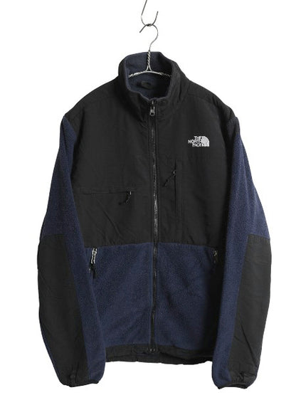 ノースフェイス デナリ ジャケット メンズ S 古着 アウトドア フリース ナイロン ブルゾン ハイネック フルジップ アウター ツートン 紺 黒