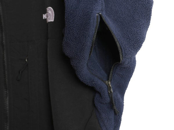 ノースフェイス デナリ ジャケット メンズ S 古着 アウトドア フリース ナイロン ブルゾン ハイネック フルジップ アウター ツートン 紺 黒