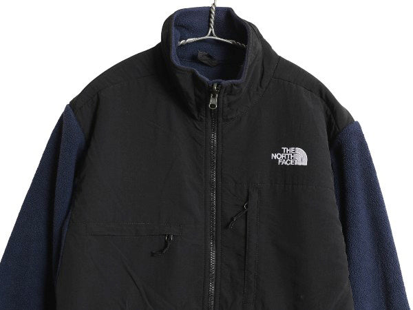 ノースフェイス デナリ ジャケット メンズ S 古着 アウトドア フリース ナイロン ブルゾン ハイネック フルジップ アウター ツートン 紺 黒