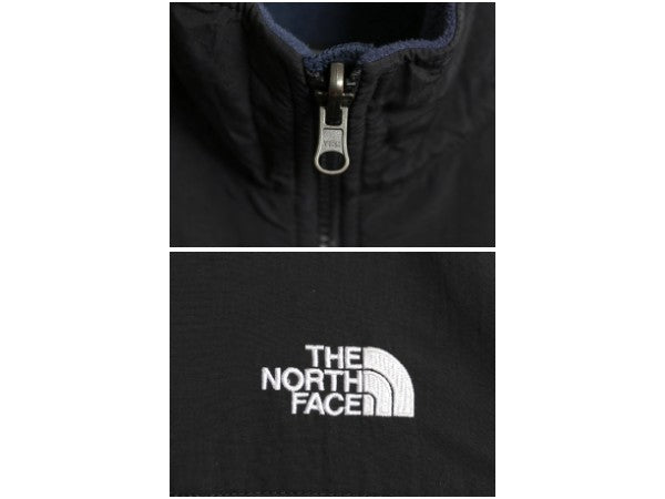 ノースフェイス デナリ ジャケット メンズ S 古着 アウトドア フリース ナイロン ブルゾン ハイネック フルジップ アウター ツートン 紺 黒