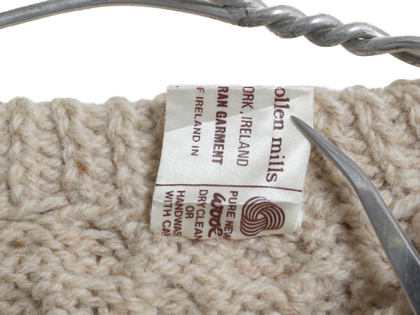 アイランド製 フィッシャーマン ウール ニット カーディガン レディース M 古着 ハンドメイド アラン ケーブル 前開き 丸首 羽織り重ね着