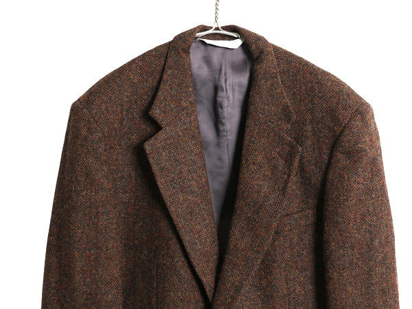 80s USA製 ランズエンド ハリスツイード テーラード ジャケット メンズ L 程/ 古着 ヴィンテージ ブレザー ウール ツイード ヘリンボーン