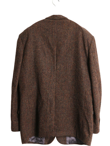 80s USA製 ランズエンド ハリスツイード テーラード ジャケット メンズ L 程/ 古着 ヴィンテージ ブレザー ウール ツイード ヘリンボーン