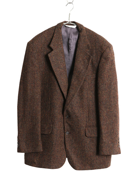 80s USA製 ランズエンド ハリスツイード テーラード ジャケット メンズ L 程/ 古着 ヴィンテージ ブレザー ウール ツイード ヘリンボーン