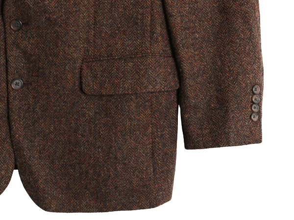 80s USA製 ランズエンド ハリスツイード テーラード ジャケット メンズ L 程/ 古着 ヴィンテージ ブレザー ウール ツイード ヘリンボーン