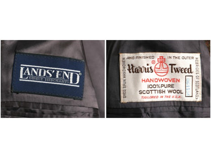 80s USA製 ランズエンド ハリスツイード テーラード ジャケット メンズ L 程/ 古着 ヴィンテージ ブレザー ウール ツイード ヘリンボーン