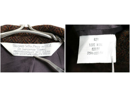 80s USA製 ランズエンド ハリスツイード テーラード ジャケット メンズ L 程/ 古着 ヴィンテージ ブレザー ウール ツイード ヘリンボーン