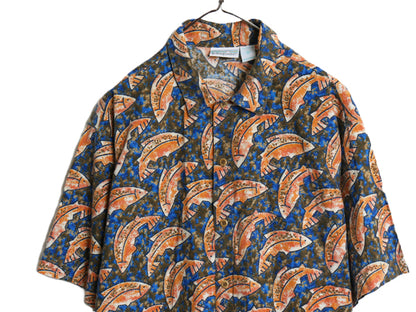 90s ★ パタゴニア A/C プリント シャツ メンズ M / オールド 92年製 Rマーク 魚柄 フィッシュ 総柄 アロハ ハワイアン ボックス コットン