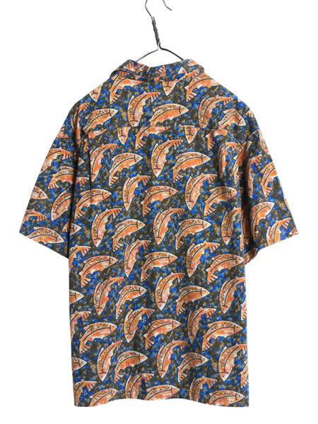 90s ★ パタゴニア A/C プリント シャツ メンズ M / オールド 92年製 Rマーク 魚柄 フィッシュ 総柄 アロハ ハワイアン ボックス コットン