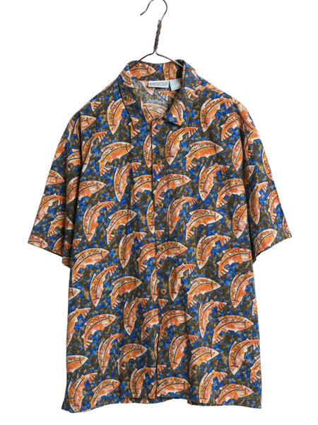 90s ★ パタゴニア A/C プリント シャツ メンズ M / オールド 92年製 Rマーク 魚柄 フィッシュ 総柄 アロハ ハワイアン ボックス コットン