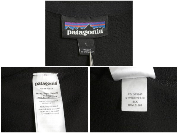 パタゴニア マイクロD ハーフジップ フリース プルオーバー メンズ L 19年製 ロンT 長袖 Tシャツ ハイネック アウトドア トップス ブラック