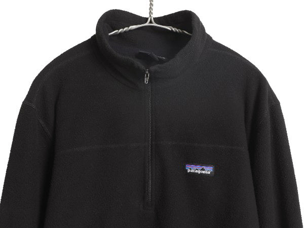 パタゴニア マイクロD ハーフジップ フリース プルオーバー メンズ L 19年製 ロンT 長袖 Tシャツ ハイネック アウトドア トップス ブラック