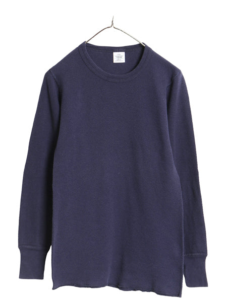 90s USA製 デュオフォールド 長袖 サーマル Tシャツ L 小さめ メンズ M 程/ オールド 100% コットン アンダーシャツ ワッフル インナー 紺