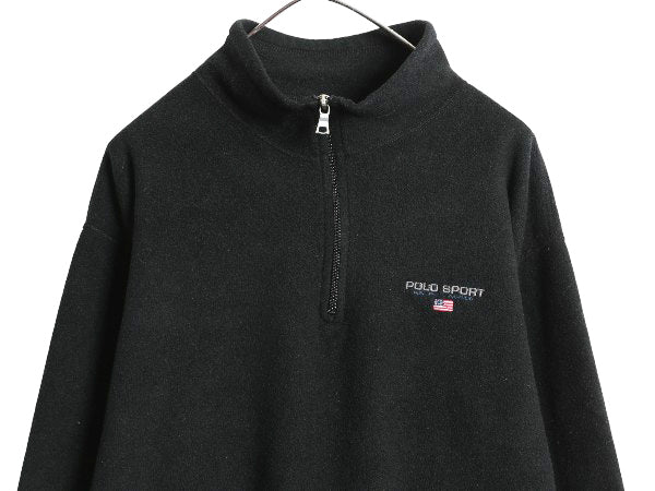00s ポロスポーツ ラルフローレン フリース ジャケット メンズ XL / オールド ポロ ハーフジップ プルオーバー ハイネック 大きいサイズ 黒