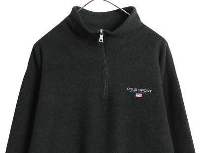 00s ポロスポーツ ラルフローレン フリース ジャケット メンズ XL / オールド ポロ ハーフジップ プルオーバー ハイネック 大きいサイズ 黒