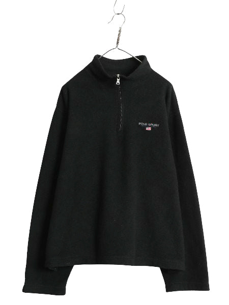 00s ポロスポーツ ラルフローレン フリース ジャケット メンズ XL / オールド ポロ ハーフジップ プルオーバー ハイネック 大きいサイズ 黒