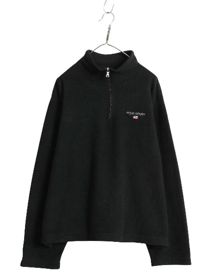 00s ポロスポーツ ラルフローレン フリース ジャケット メンズ XL / オールド ポロ ハーフジップ プルオーバー ハイネック 大きいサイズ 黒