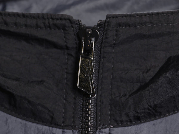 90s リーボック フルジップ ナイロン トラック ジャケット メンズ L 古着 オールド ウインドブレーカー ジャンパー ビッグ ロゴ刺繍 黒 灰