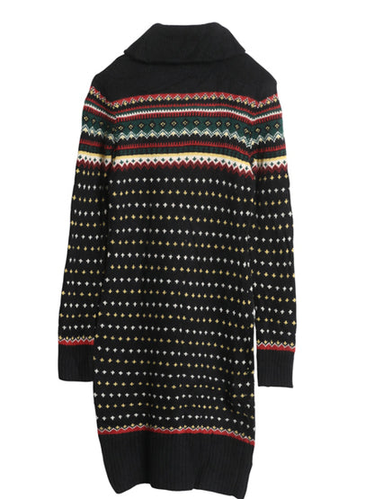 90s ラルフローレン ショールカラー ニット ワンピース レディース S オールド アンゴラ カシミヤ ウール セーター ミニ丈 フェアアイル 黒
