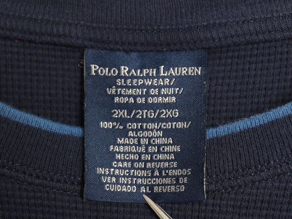 ポロ ラルフローレン 長袖 サーマル Tシャツ メンズ XXL / ロンT ワッフル カットソー ワンポイント ストレッチ インナー 大きいサイズ 紺