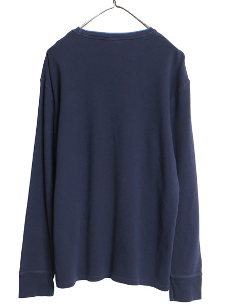 ポロ ラルフローレン 長袖 サーマル Tシャツ メンズ XXL / ロンT ワッフル カットソー ワンポイント ストレッチ インナー 大きいサイズ 紺