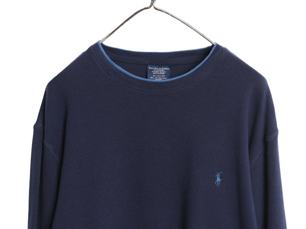 ポロ ラルフローレン 長袖 サーマル Tシャツ メンズ XXL / ロンT ワッフル カットソー ワンポイント ストレッチ インナー 大きいサイズ 紺
