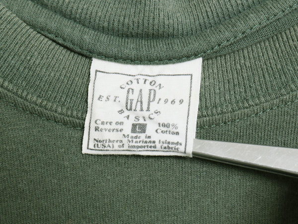 90s オールド ギャップ 無地 半袖 Tシャツ メンズ L / ヘビーウェイト コットン ブランク クルーネック トップス ゆったり カットソー 緑