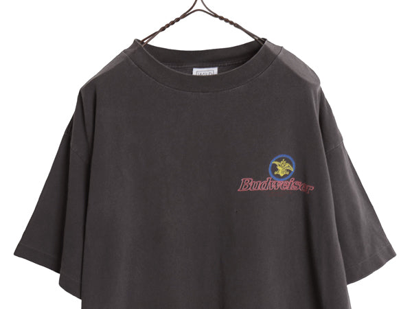 90s USA製 ★ バドワイザー カエル イラスト プリント Tシャツ メンズ XL / 古着 オールド キャラクター ビール 企業物 当時物 アニマル 黒