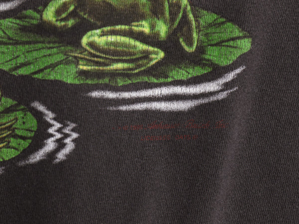 90s USA製 ★ バドワイザー カエル イラスト プリント Tシャツ メンズ XL / 古着 オールド キャラクター ビール 企業物 当時物 アニマル 黒